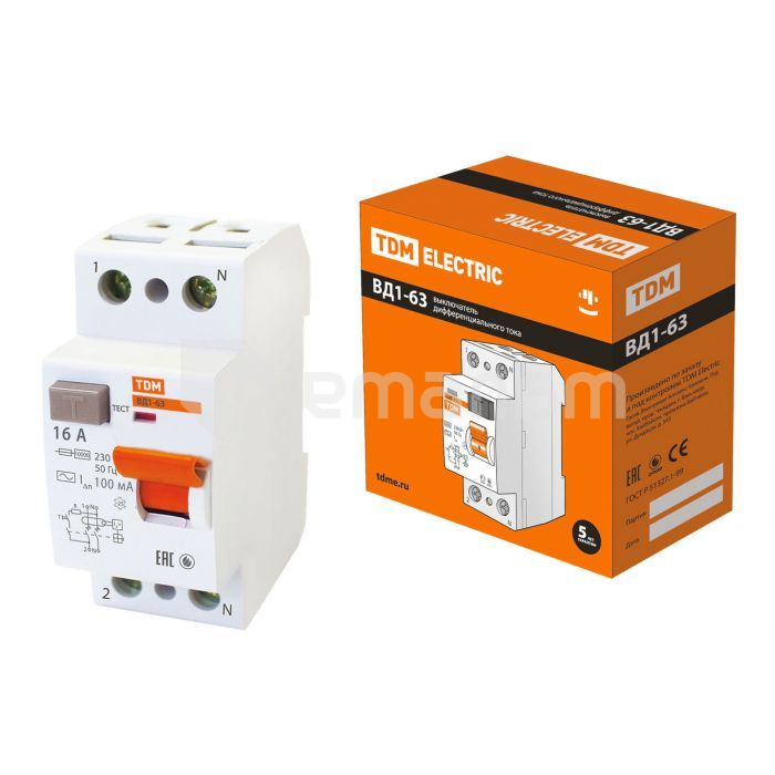 დენის დაცვის მოწყობილობა TDM 2P 63A