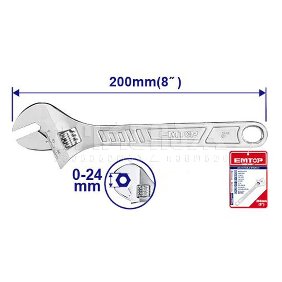 რეგულირებადი ქანჩი მეტალის 200მმ Emtop-EAWH130822