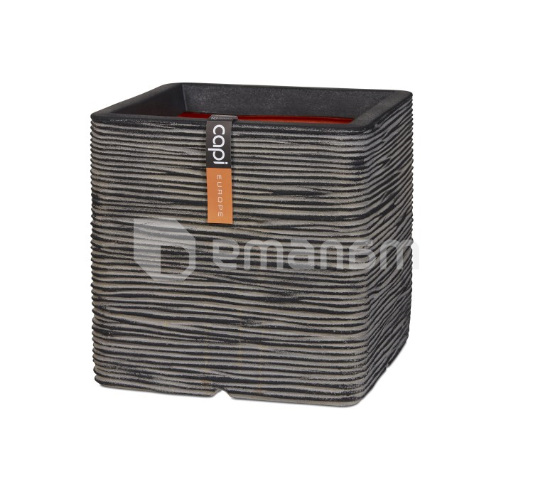 ქოთანი ყვავილის Capi Europe Planter Rib NL 40x40x40სმ ანტრაციტი