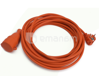 დამაგრძელებელი კაბელი ელექტრო ჩანგლის ბუდით Bylion 15 მ 3G1,5mm2 კვეთა, IP44 ნარინჯისფერი