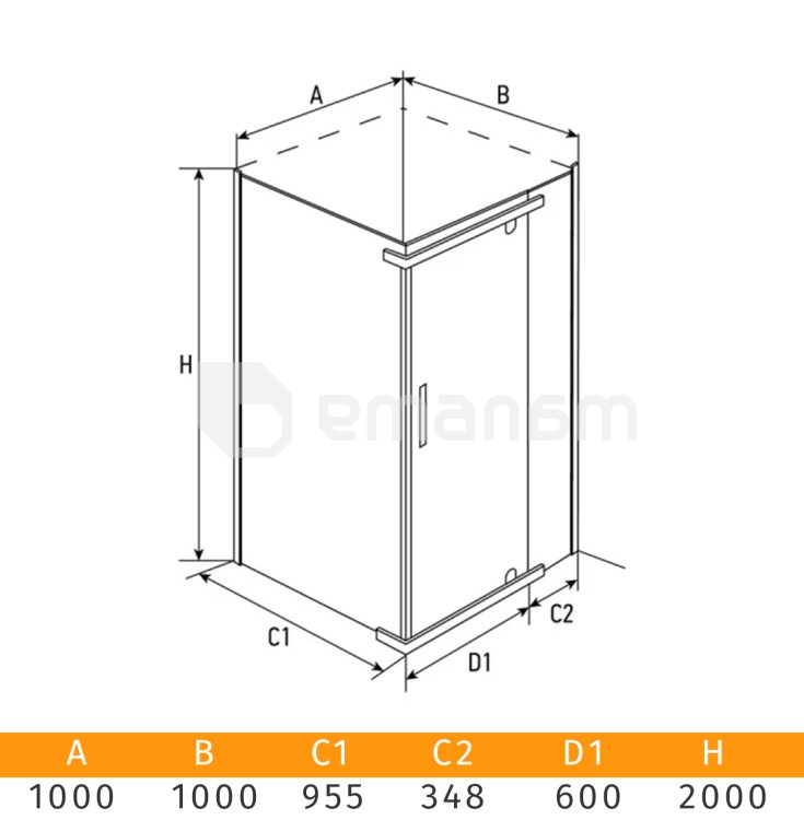 შუშა შხაპის Erlit ER10110H-C1 100x100x200 cm