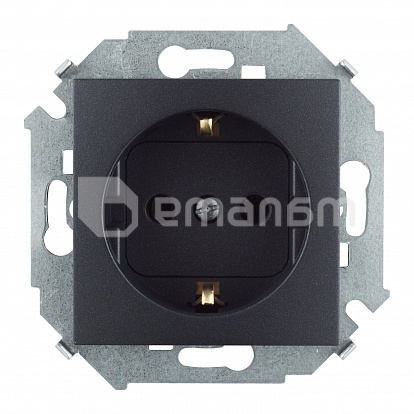 როზეტი დამიწებით შტორებით Simon 15 1591443-038 1 განყოფილებიანი გრაფიტი