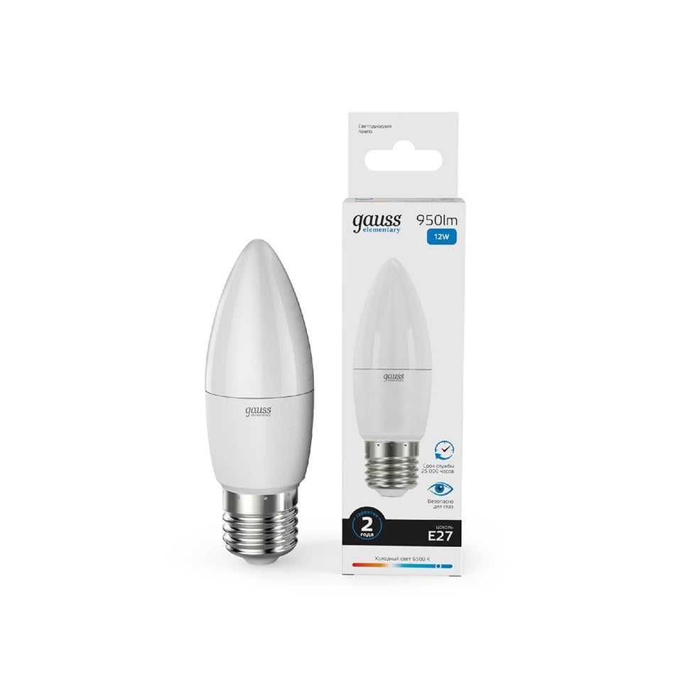LED ნათურა Elementary Candle 12W 950lm 6500K E27 Gauss