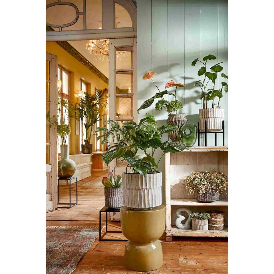 ქოთანი კერამიკული Apiro pot round off white - h27xd31cm