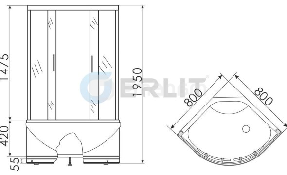 საშხაპე კაბინა Erlit ER0508T-C4 80x80x195 cm
