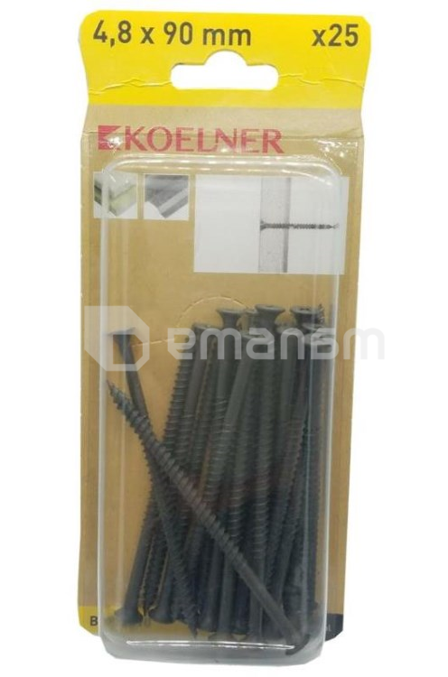 სჭვალი თაბაშირ-მუყაო 4,8x90 მმ ხე Koelner 25 ც B-FT4890  ბლისტი