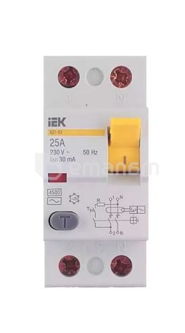 УЗО დამცავი გამორთვის მოწყობილობა ВД1-63 2Р 25А 30мА IEK