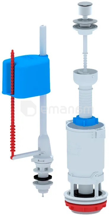კომპლექტი, ქვედა არმატურა Aniplast WC4550M 1/2 ლითონის ღილაკით