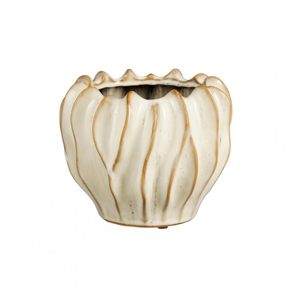 ქოთანი კერამიკული Thom pot round off white - h17xd21,5cm
