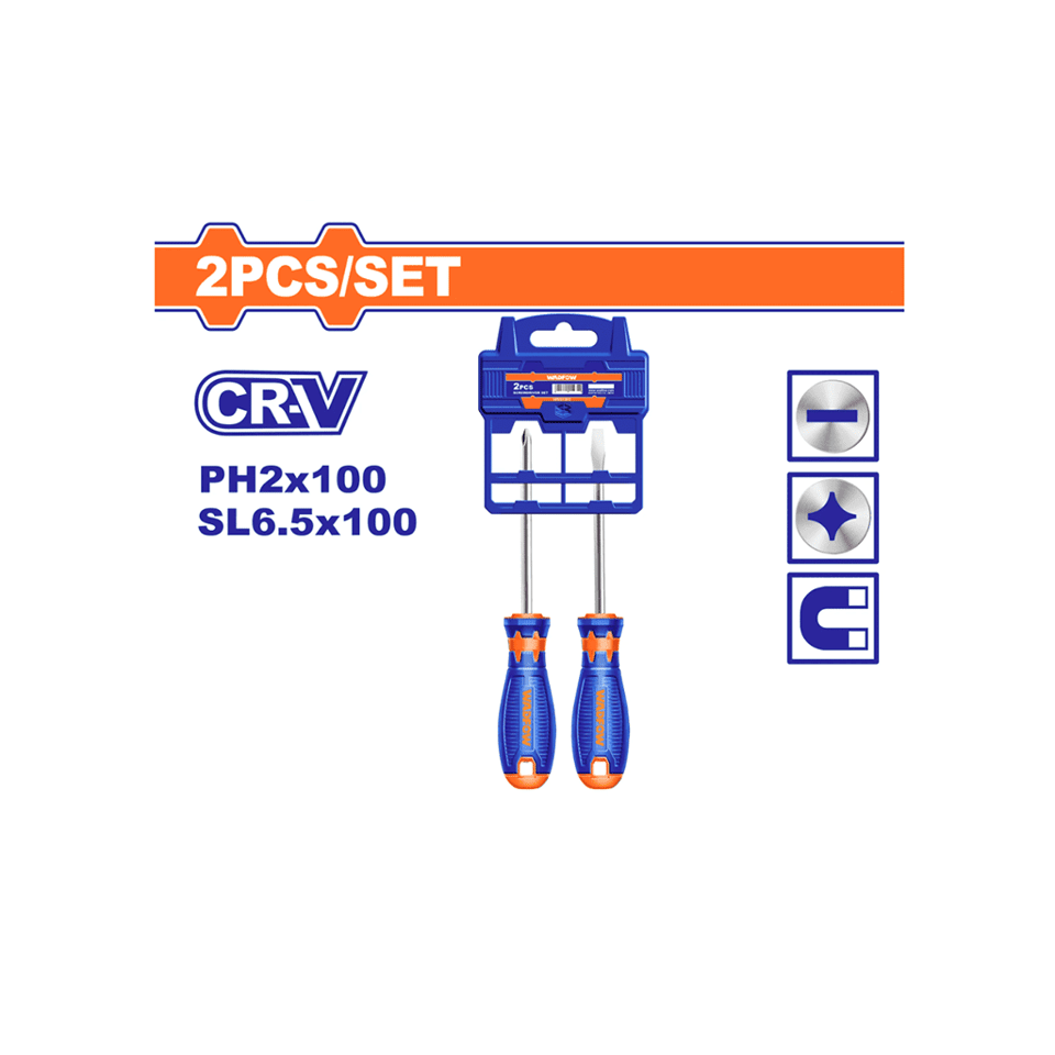 ბრტყელი და ჯვარედინა სახრახნისების 2ც-იანი ნაკრები 2X6.5X100 (WSS1302) WADFOW