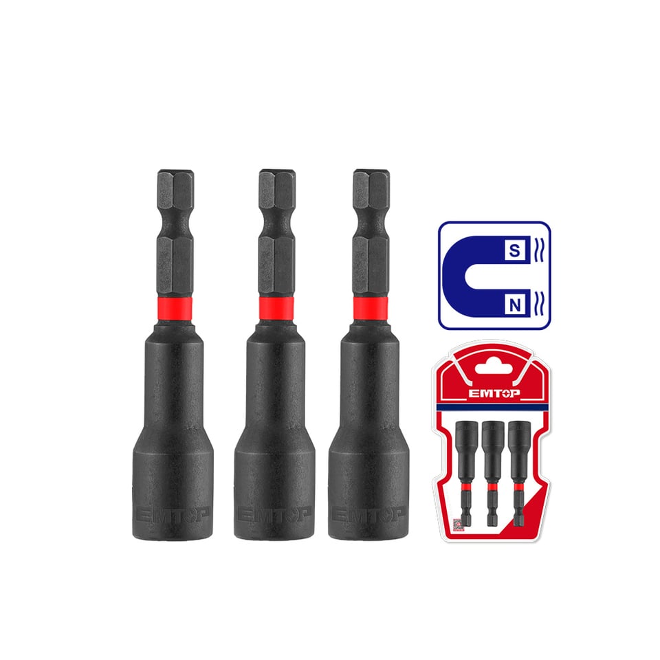 მაგნიტური დარტყმით სახრახნისი 8მმ 3 Pcs impact magnetic nu