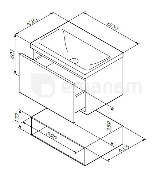 ფუძე ხელსაბანისთვის AM.PM M90FHX06021WG