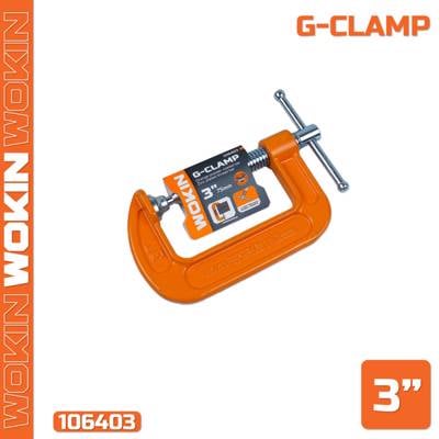მეტალის  ფიქსატორი Wokin 106403, 3″, G-Clamp, Orange