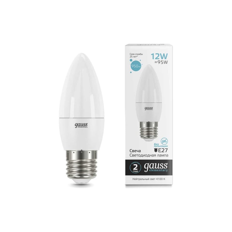 ნათურა 12W 950lm 4100K E27 LED 1/10/100 Gauss Elementary
