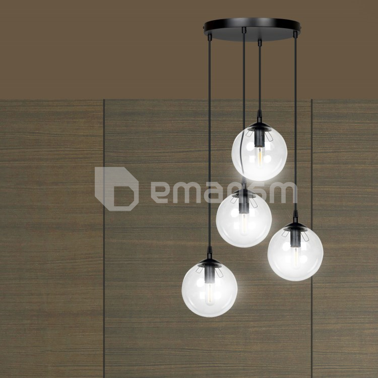 საკიდი EMIBIG Cosmo Premium 4 E14 4x MAX 40W შავი გამჭირვალე