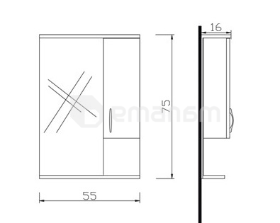 კარადა სარკით Denko Trend 55 თეთრი/ანტრაციტი ნაცრისფერი