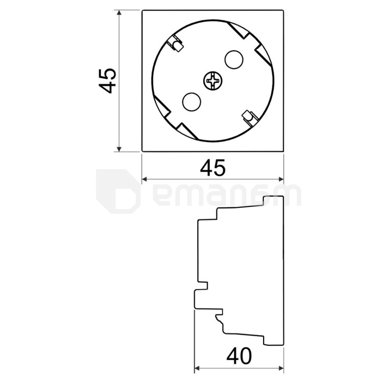 როზეტი დამიწებით Kopos QS 45X45 C_HB 1 განყოფილებიანი თეთრი