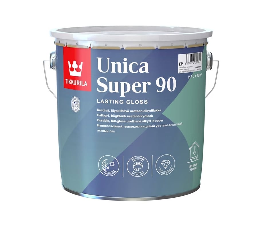 საღებავი რთული ზედაპირებისთვის Tikkurila Unica Super 90 gloss lacquer A 2,7 ლ