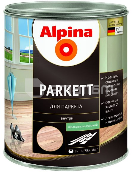 ლაქი Alpina Parkett 537851 0.75 ლ ნახევრად მქრქალი