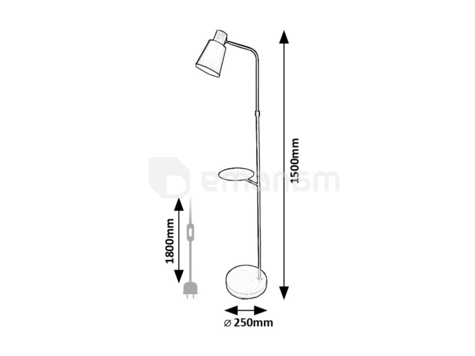 ტორშერი Rabalux Azim2 1 E27 h1500 L380 შავი