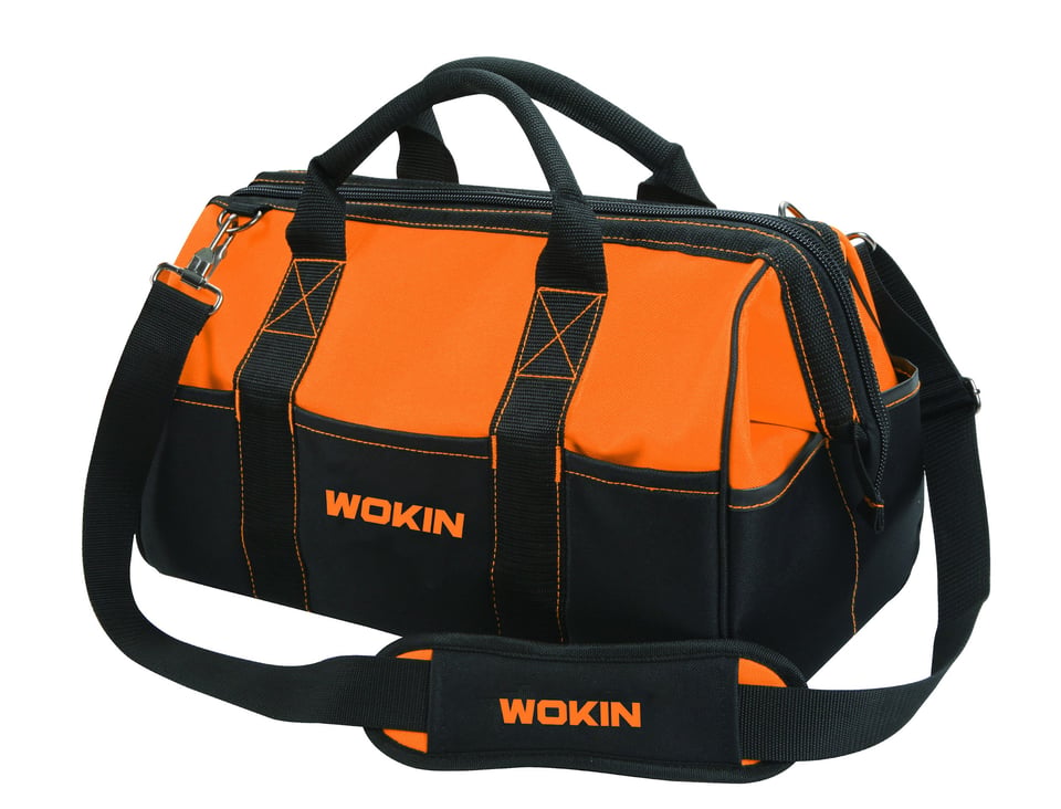 ხელსაწყოების ნაჭრის ჩანთა Wokin 906017, 17\", Tool Bag (INDUTSTRIAL), Black/Orange