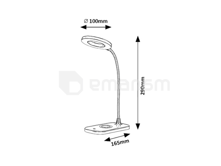 მაგიდის სანათი Rabalux Hardin 5W 2700 6000K USB შავი თეთრი 74013
