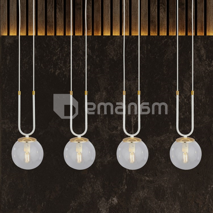 საკიდი EMIBIG GLAM 4 E14 4x MAX 40W თეთრი გამჭირვალე