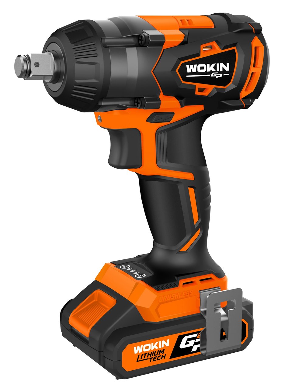 ელექტრო ქანჩის მოსახსნელი Wokin 620335, 20V, 2.0Ah, LI-ION Cordless Impact Wrench (Industrial) 20V, 350NM, Black/Orange