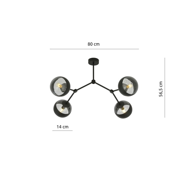 ჭაღი EMIBIG SPACE 4 E14 4x MAX 40W BLACK STRIPE