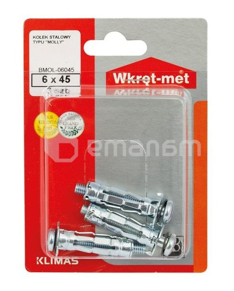 ანკერი Wkret-met Molly BMOL-06045 M6x45 მმ 3 ც
