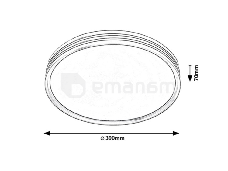 ჭერის სანათი Rabalux Epora 25W 3000K Ø390 H70 შავი თეთრი 71118