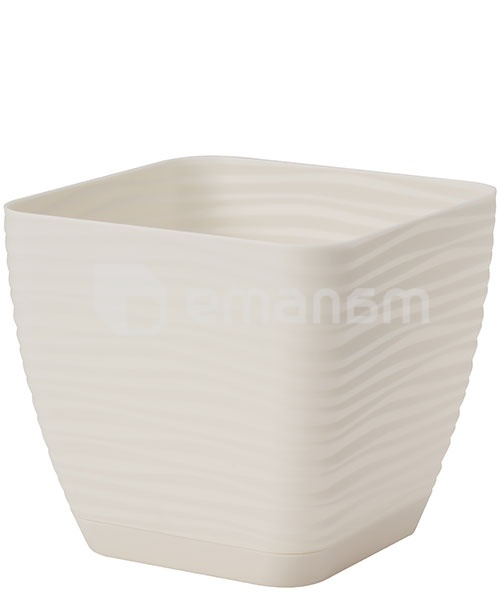 პლასტმასის ქოთანი დასადგამით FORM PLASTIC Sahara petit square 3610-001 Ø13 კრემი