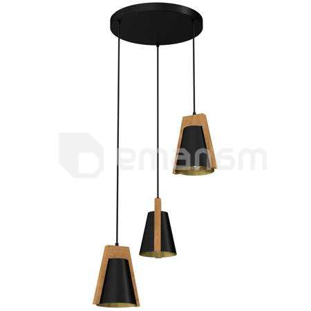 საკიდი LUMINEX 3 Figen E27 3x MAX 60W შავი ხე 3721