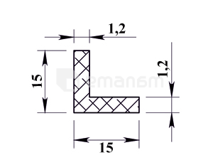 კუთხე ალუმინის 15х15х1,2 (2,0მ) ვერცხლი