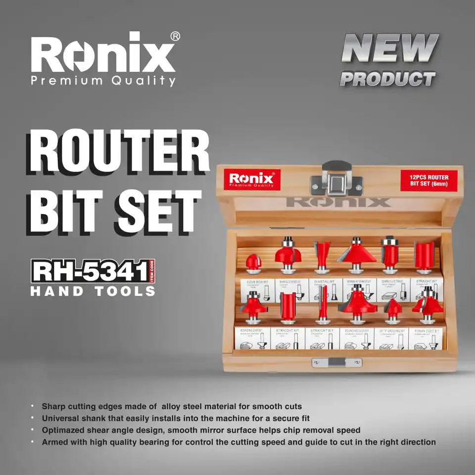 ფრეზის პირების ნაკრები Ronix RH-5341, 12ც.