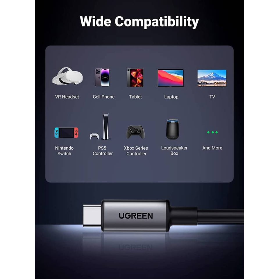 USB კაბელი UGREEN US551 (90629), 60W, Type-c to Type-c , 5m, Black