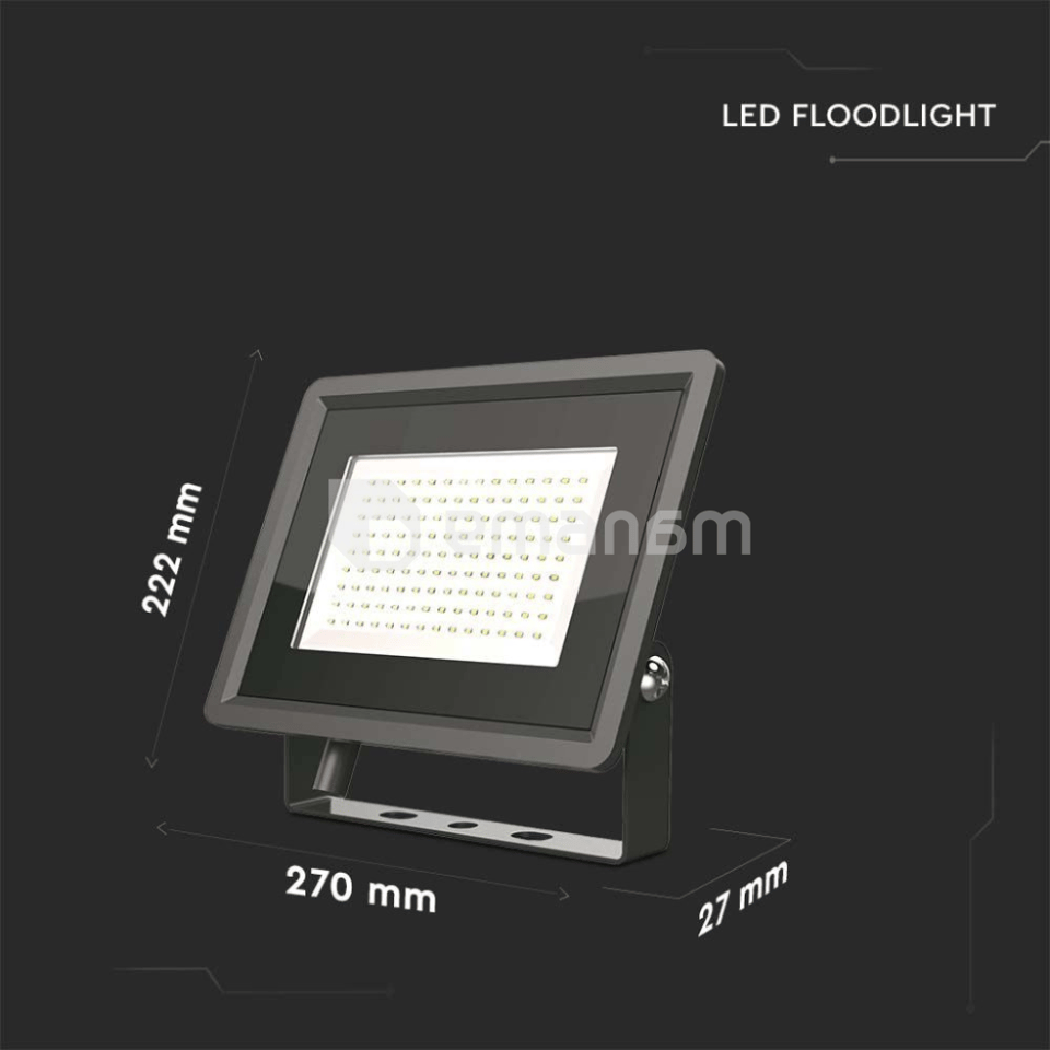 პროჟექტორი V-TAC LED 100W F კლასი 4000K შავი ფერი 6722