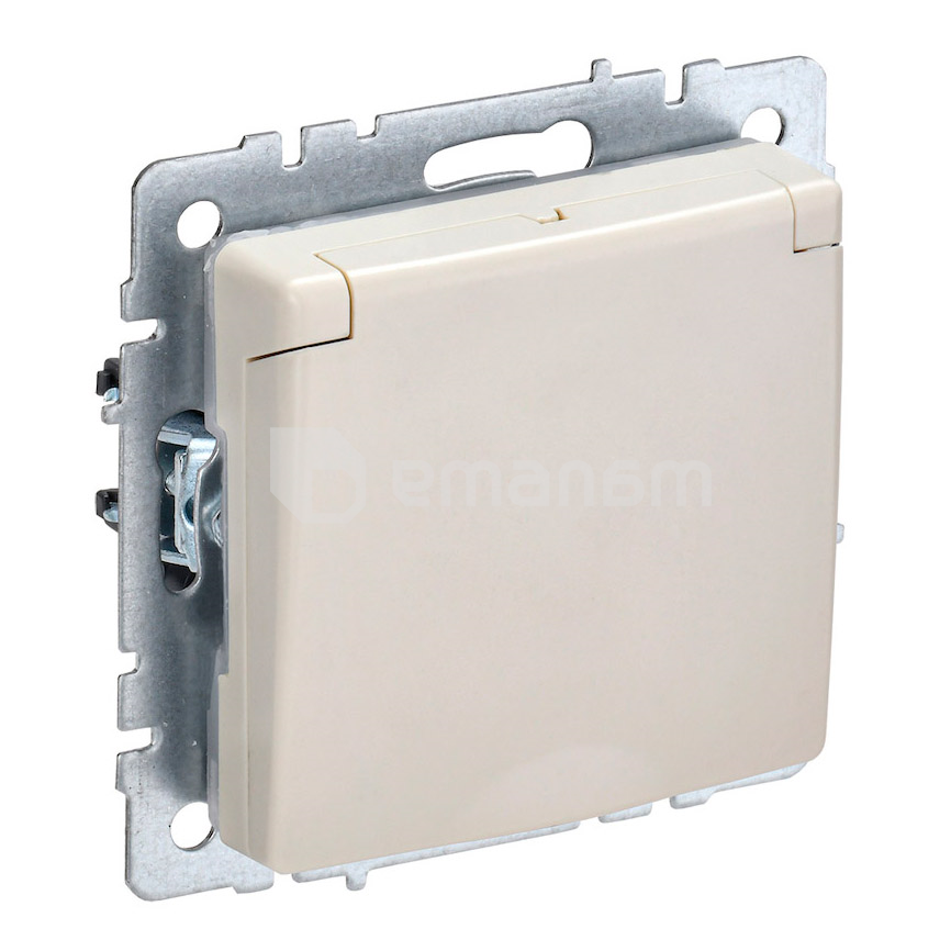 როზეტი IEK BRITE 16A IP44 RSbsh10-3-44-BrB დამიწებით ჩარჩოს გარეშე
