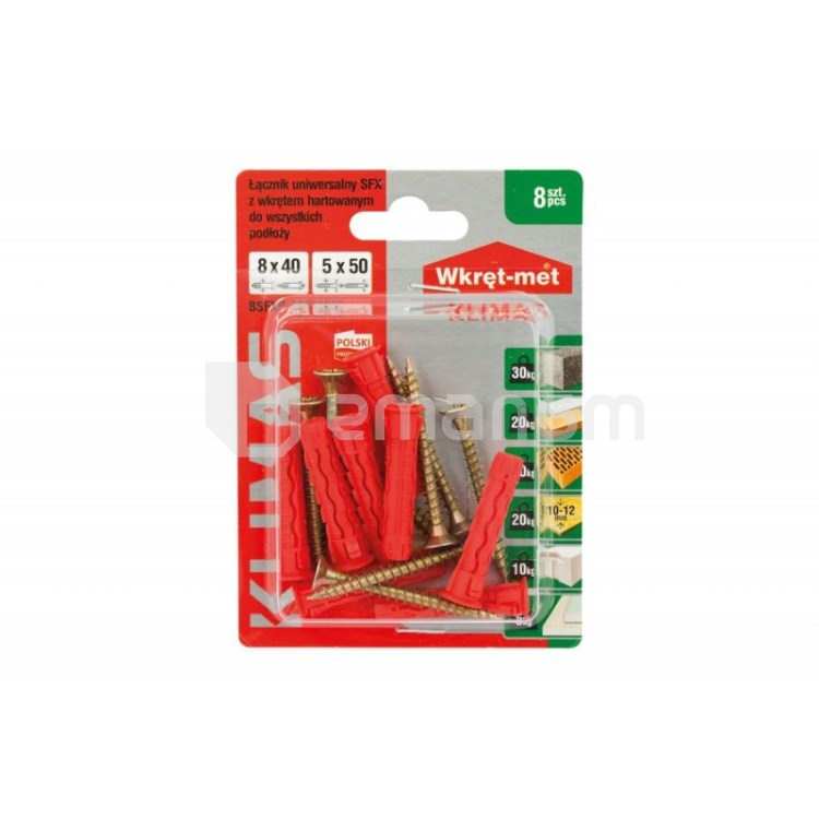 უნივერსალური დიუბელი თვითმჭრელით Wkret-met BSFXP-08040050 8 ც.
