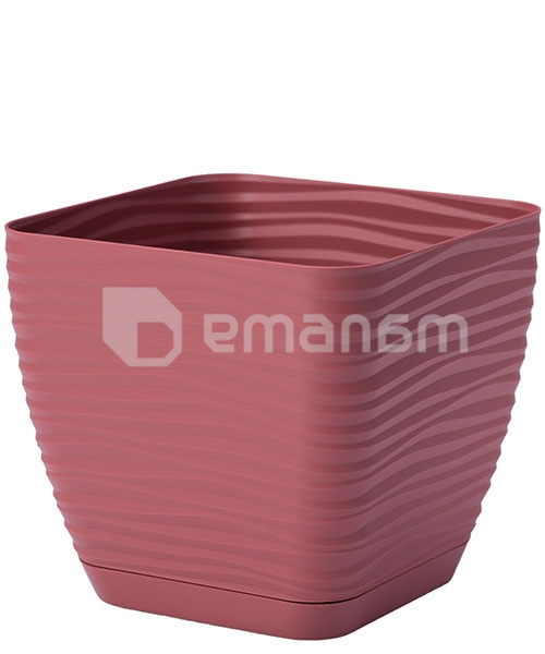 პლასტმასის ქოთანი დასადგამით FORM PLASTIC Sahara petit square 3610-057 Ø13 მარსალა/წითელი