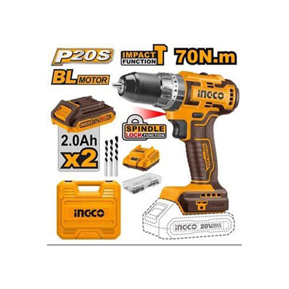 ელექტრო ხრახნდამჭერი ჩაქუჩით 20V კომპლექტში Li-Ion Proline (CIDLI20605)