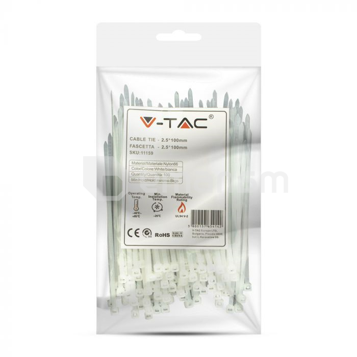 სადენის შესაკრავი V-TAC 2.5 100მმ  თეთრი 11159