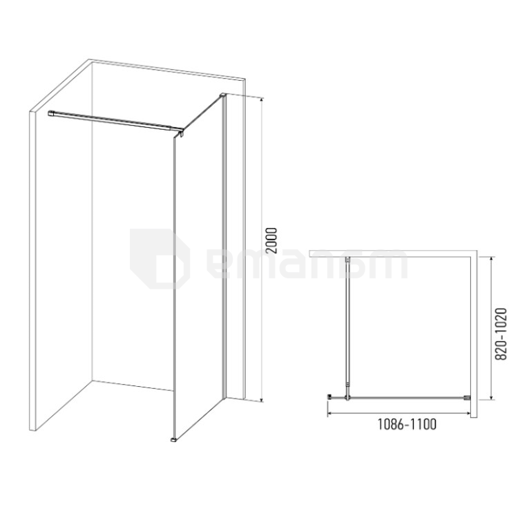 საშხაპე მინა Alex Baitler  AB29110S1 110×200 cm გამჭვირვალე