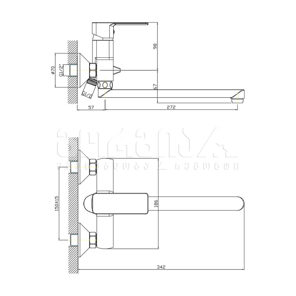 აბაზანის შემრევი კედლის ZF2429129C-30F