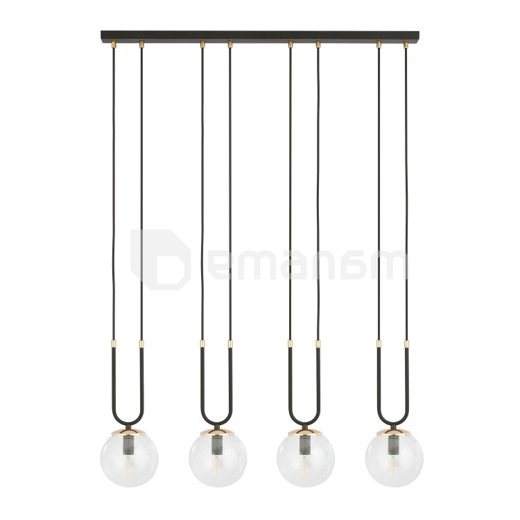 საკიდი EMIBIG GLAM 4 E14 4x MAX 40W შავი გამჭირვალე