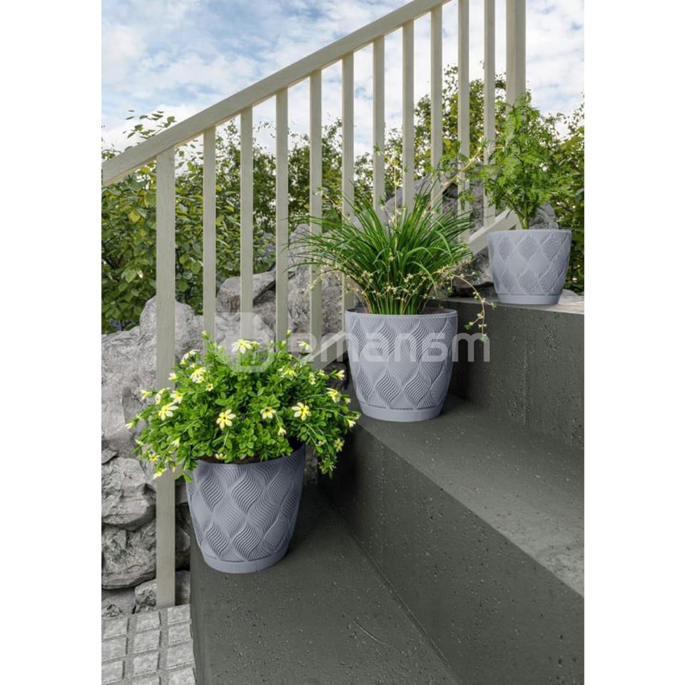 ქოთანი ყვავილის FORM-PLASTIC flow petit eco recycled z podstawka 15 anthracite