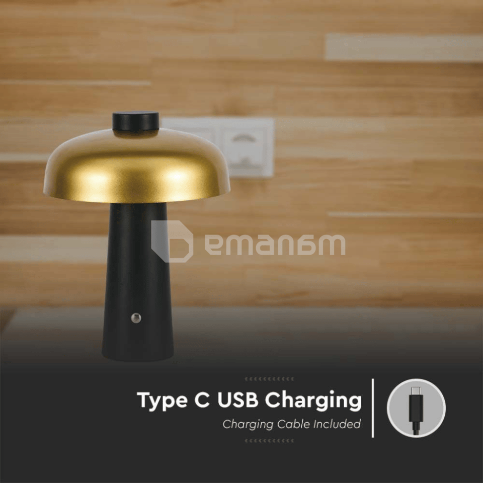 მაგიდის სანათი V-TAC LED 3W 3000К 200Lm შავი ოქროსფერი 7946