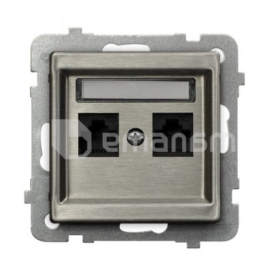 როზეტი კომპიუტერის Ospel Sonata GPK-2RM/K/m/37 RJ45 Cat 5e 2 განყოფილებიანი ფოლადისფერი