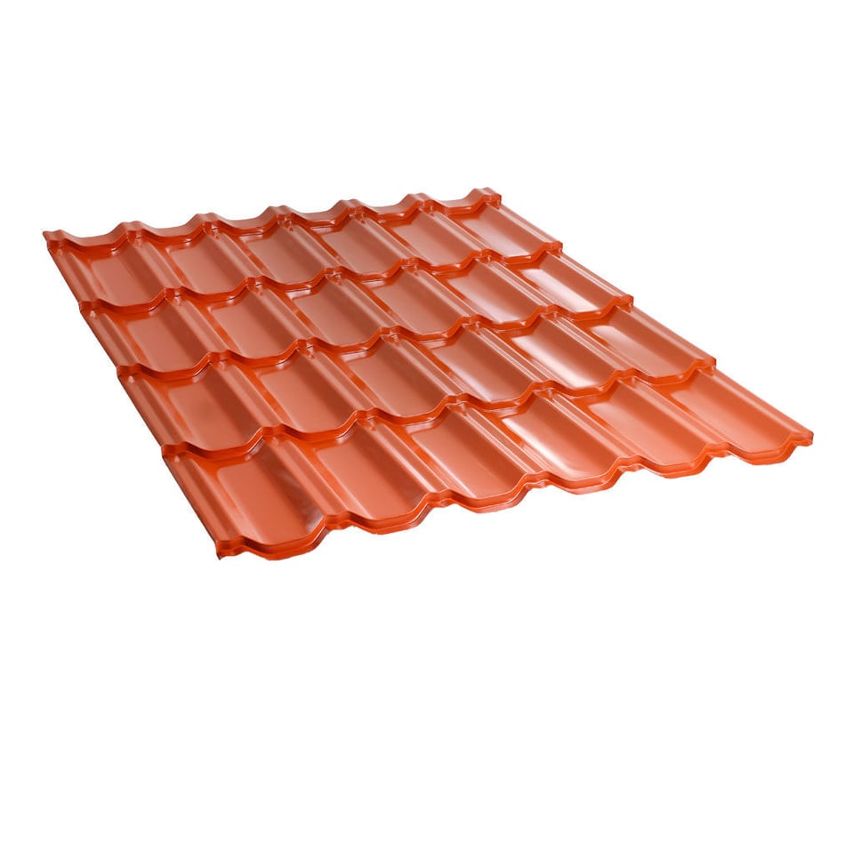 მეტალოკრამიტი ფერადი თუნუქის სახურავი 0.5X1200 პრიალა RAL8004 NOVA