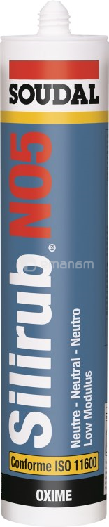 სილიკონი ნეიტრალური ელასტიური Soudal Silirub NO5-HE 300 მლ თეთრი